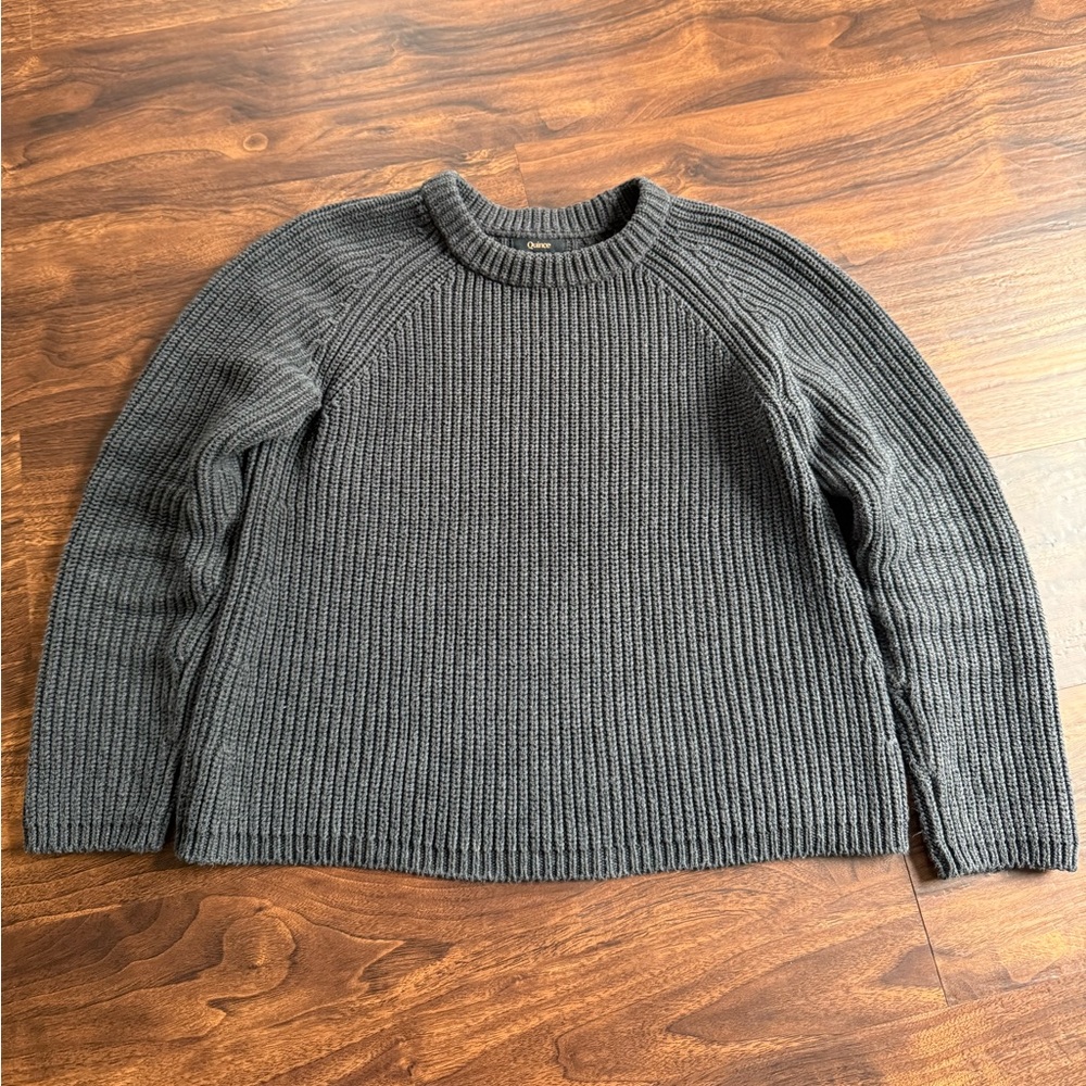 Quince Women’s Grey Organic Cotton Fisherman Crew Sweater